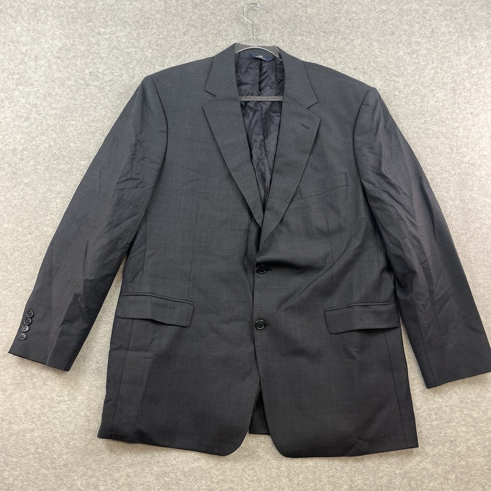 Brooks Brothers 346 Sz 46L Wool Sport Coat Blazer Jacket Blue Gray Plaid Career